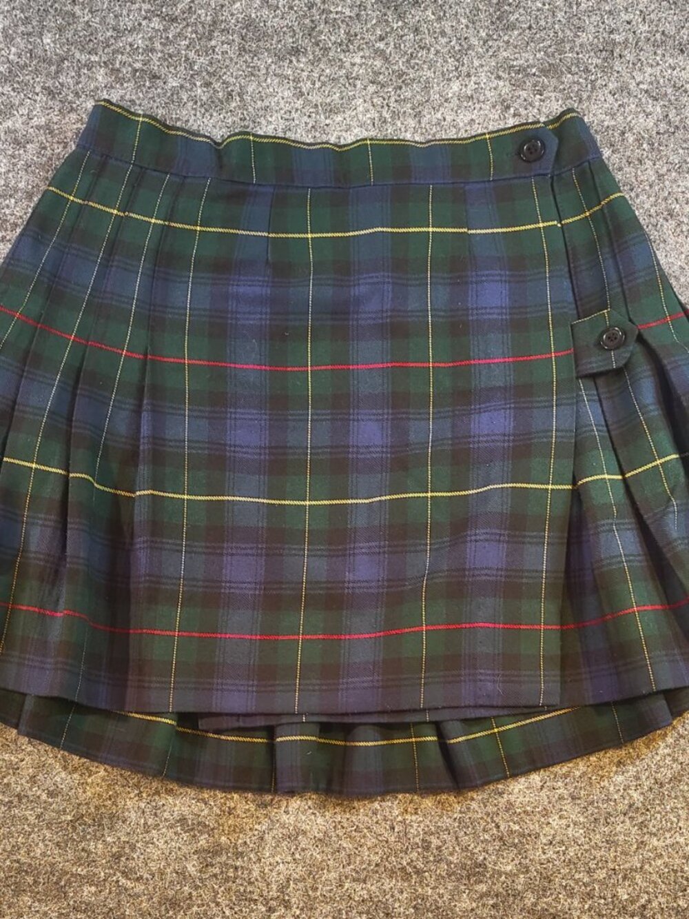 Mills Uniform Tartan Pleated Wrap Skirt – 26” Waist – Made in USA